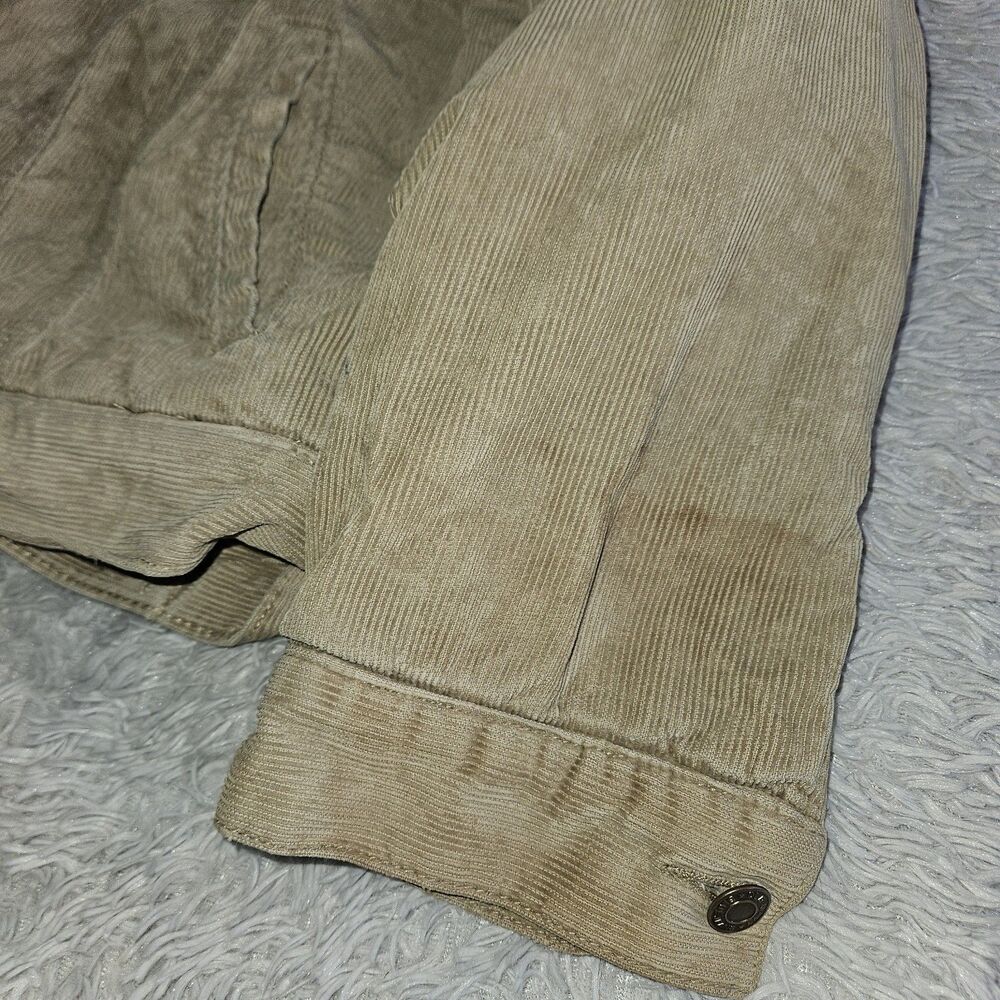 Old Navy Vintage Corduroy Sherpa Lined Jacket Tan Brown Jacket Y2K Trucker Med - Picture 6 of 12